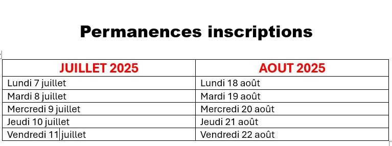 Permanences inscriptions secondaire